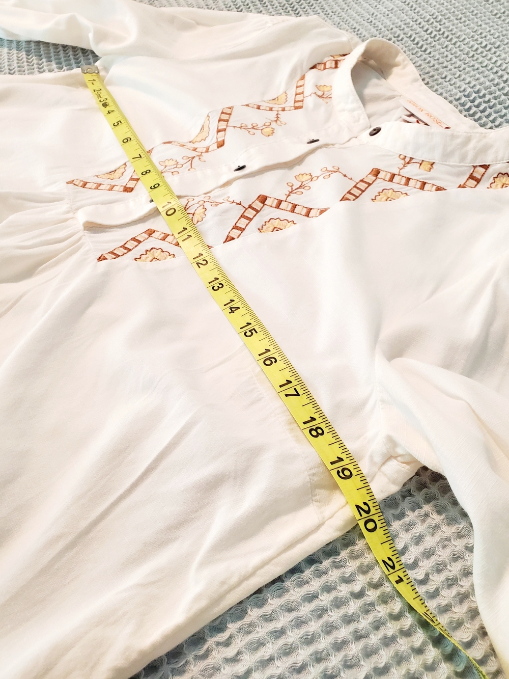 Knox Rose Cream Embroidered Peasant Blouse with Brown Detail - Picture 8 of 9
